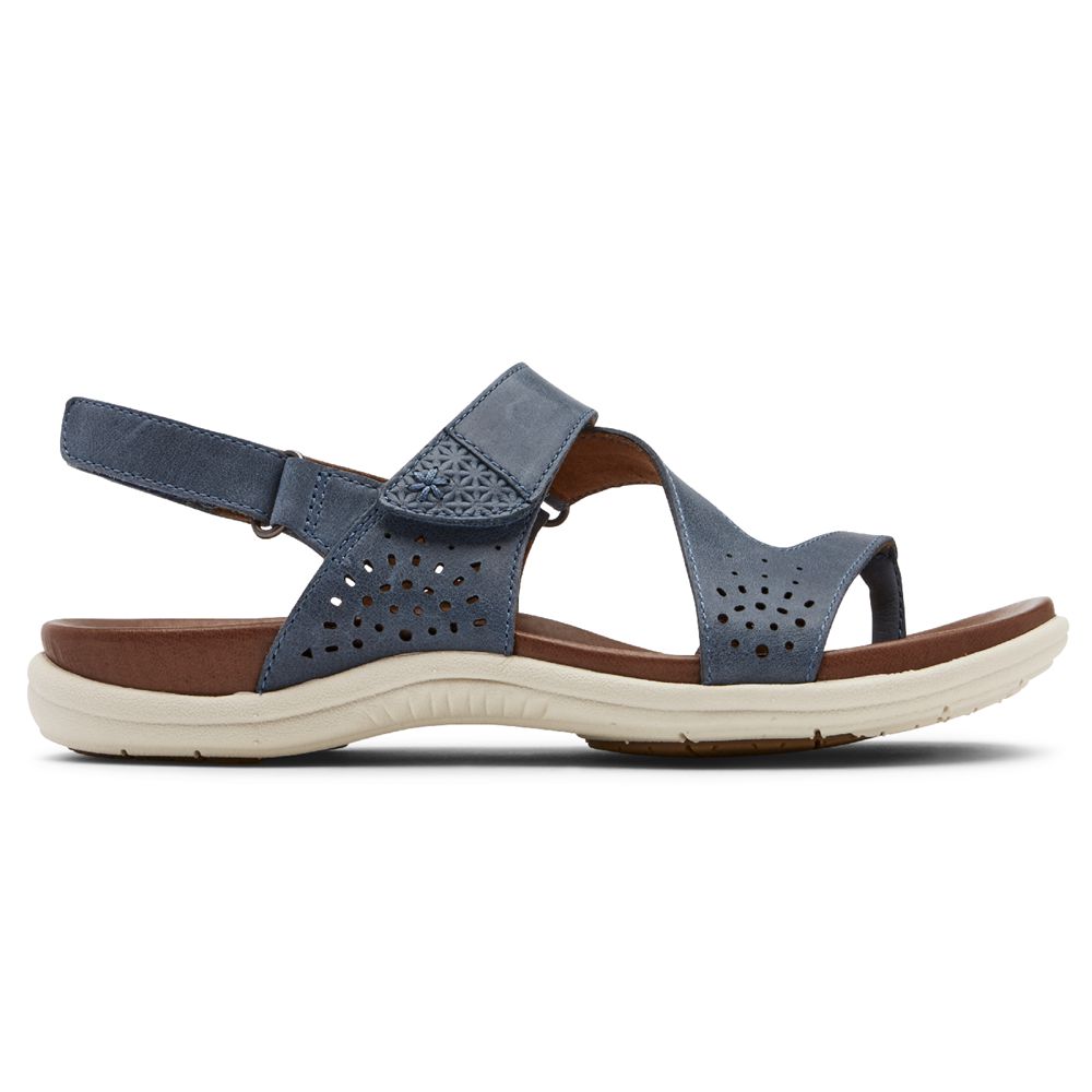 Rockport Women's Cobb Hill Rubey Thong Sandals - Blue - USA (0317SFXKH)